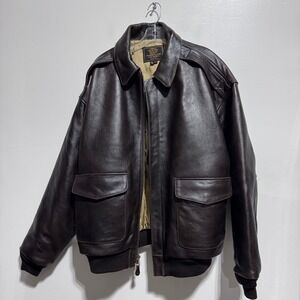Cockpit USA A-2 Flight Jacket Mens 2XL Brown Leather Military Bomber‎ Coat